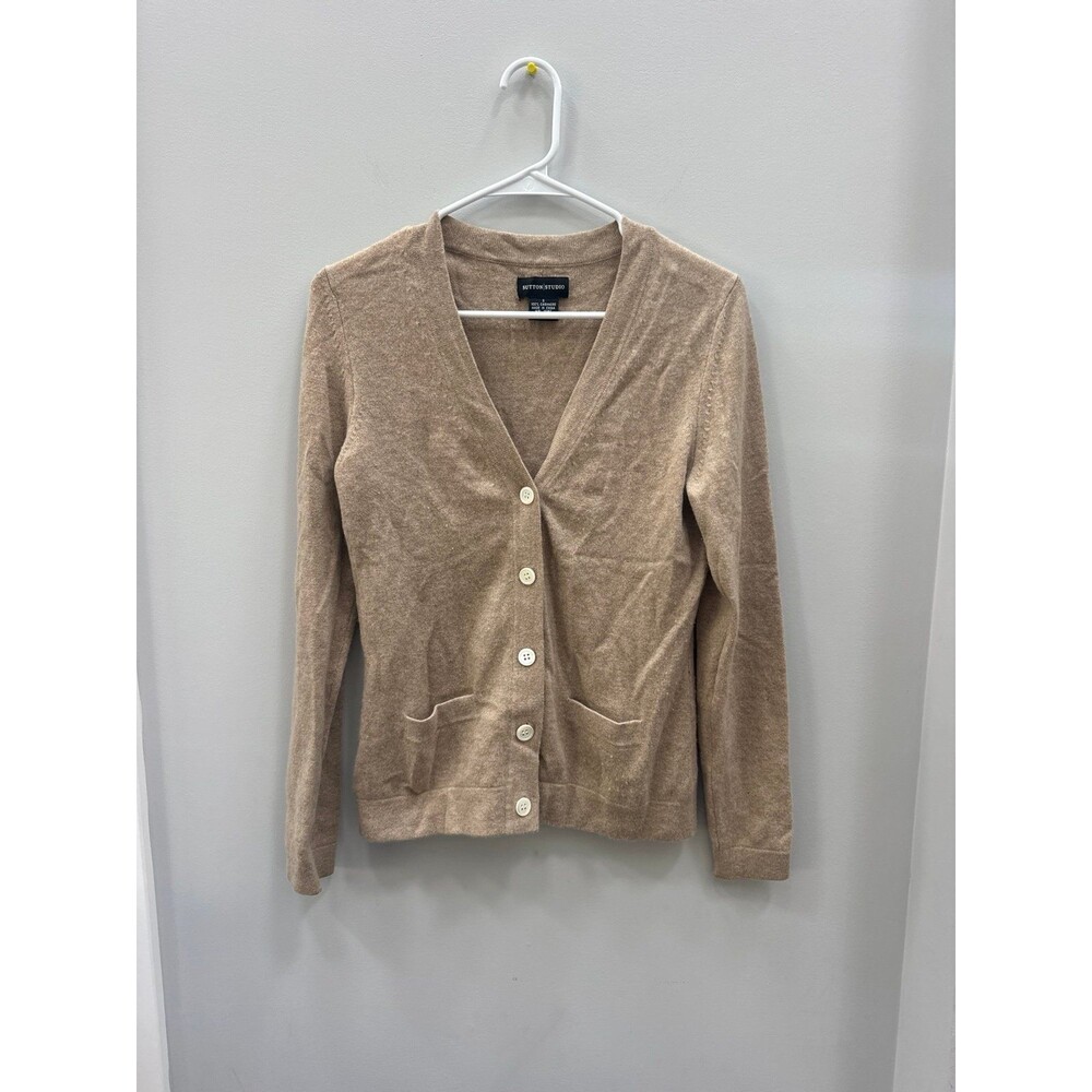 Sutton Studio 100% Cashmere Button Down V Neck Cardigan Sweater Small